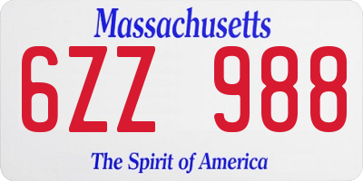 MA license plate 6ZZ988
