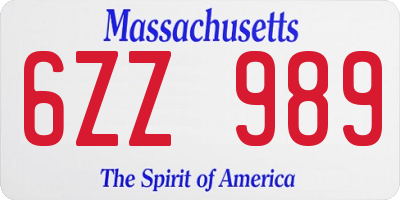 MA license plate 6ZZ989