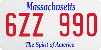 MA license plate 6ZZ990