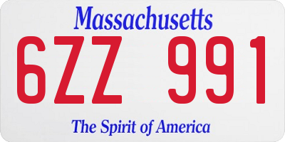 MA license plate 6ZZ991