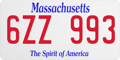 MA license plate 6ZZ993