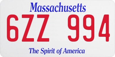 MA license plate 6ZZ994