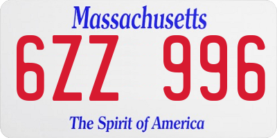 MA license plate 6ZZ996