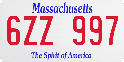 MA license plate 6ZZ997