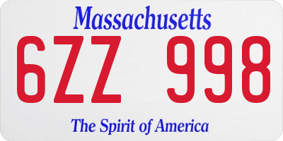 MA license plate 6ZZ998