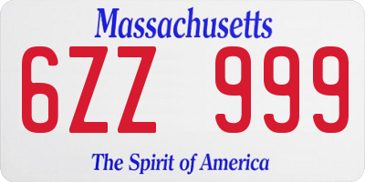 MA license plate 6ZZ999