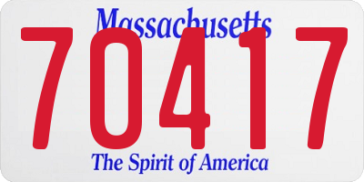 MA license plate 70417