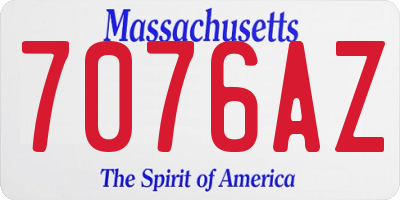 MA license plate 7076AZ