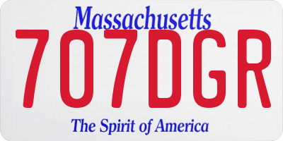 MA license plate 707DGR
