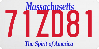 MA license plate 71ZD81