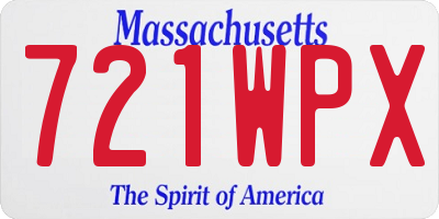 MA license plate 721WPX