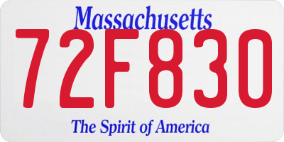 MA license plate 72F830