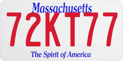 MA license plate 72KT77