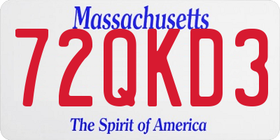 MA license plate 72QKD3