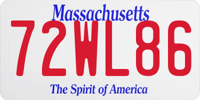 MA license plate 72WL86