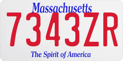 MA license plate 7343ZR