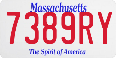 MA license plate 7389RY