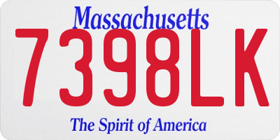 MA license plate 7398LK