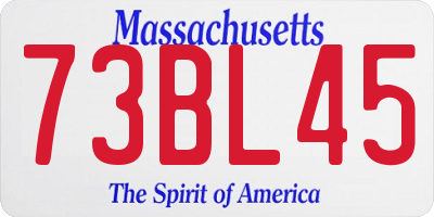 MA license plate 73BL45