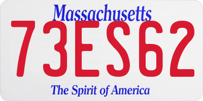 MA license plate 73ES62