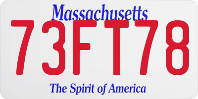 MA license plate 73FT78