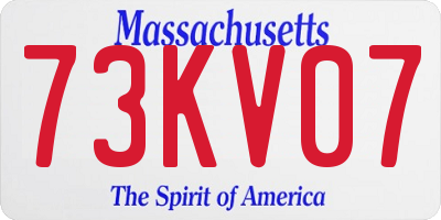 MA license plate 73KV07