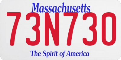 MA license plate 73N730