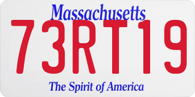 MA license plate 73RT19