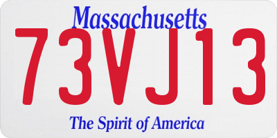 MA license plate 73VJ13