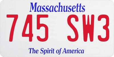 MA license plate 745SW3