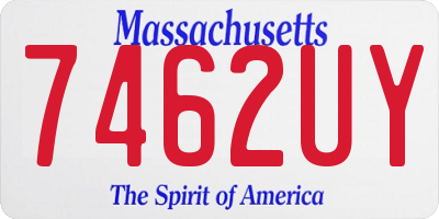 MA license plate 7462UY