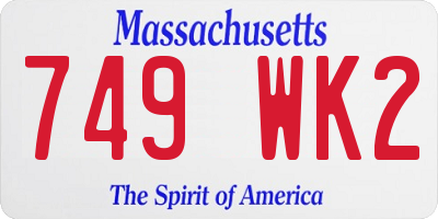 MA license plate 749WK2