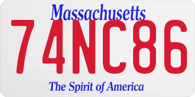 MA license plate 74NC86