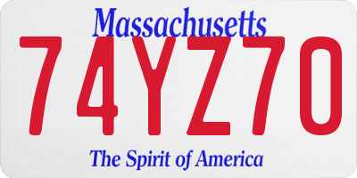 MA license plate 74YZ70