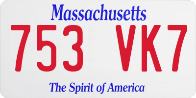 MA license plate 753VK7