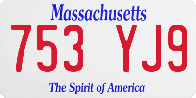 MA license plate 753YJ9