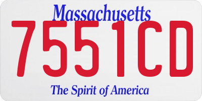 MA license plate 7551CD