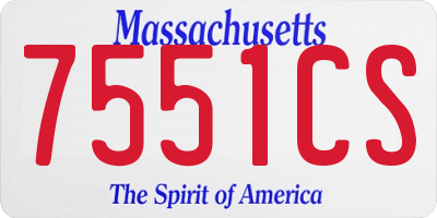 MA license plate 7551CS