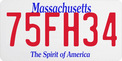 MA license plate 75FH34