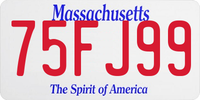 MA license plate 75FJ99