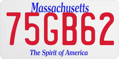 MA license plate 75GB62