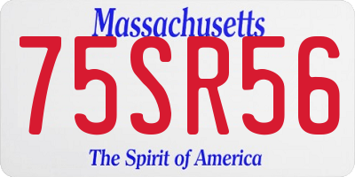 MA license plate 75SR56