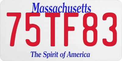 MA license plate 75TF83