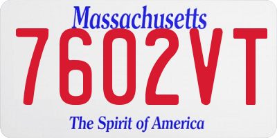 MA license plate 7602VT