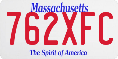 MA license plate 762XFC