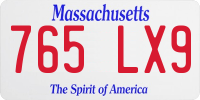 MA license plate 765LX9