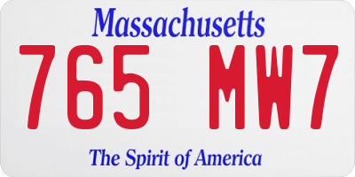 MA license plate 765MW7