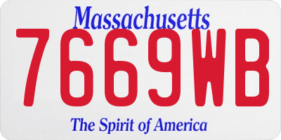 MA license plate 7669WB