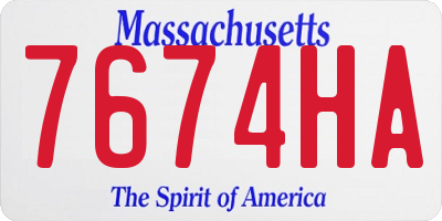 MA license plate 7674HA