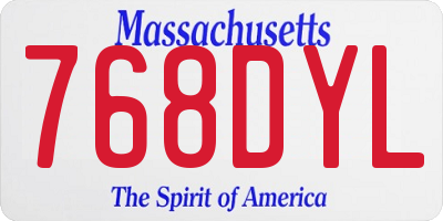 MA license plate 768DYL